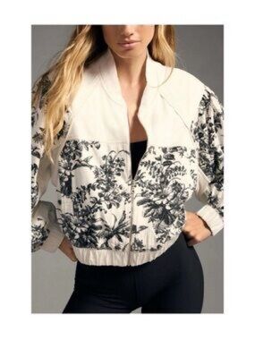 Anthropology Daily Practice Oversized Floral Bomber Jacket